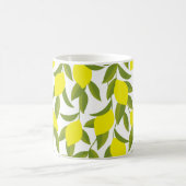 Lemon Tree Art: Gelbe Zitrusfrüchte Nahtlose Muste Kaffeetasse (Mittel)