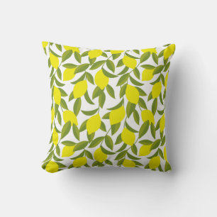 Lemon Tree Art: Gelbe Zitrusfrüchte Nahtlose Muste Kissen