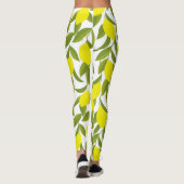Lemon Tree Art: Gelbe Zitrusfrüchte Nahtlose Muste Leggings (Rückseite)