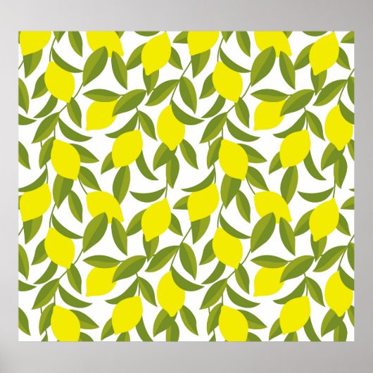 Lemon Tree Art: Gelbe Zitrusfrüchte Nahtlose Muste Poster (Vorne)