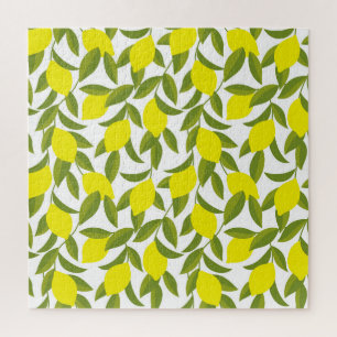 Lemon Tree Art: Gelbe Zitrusfrüchte Nahtlose Muste Puzzle