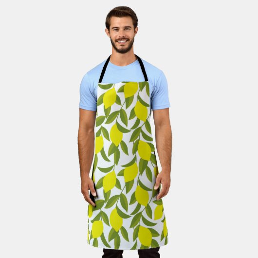 Lemon Tree Art: Gelbe Zitrusfrüchte Nahtlose Muste Schürze (Getragen)