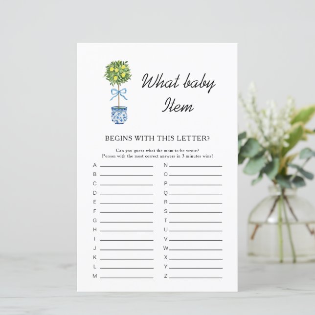 Lemon Tree Baby Shower Game (Stehend Vorderseite)