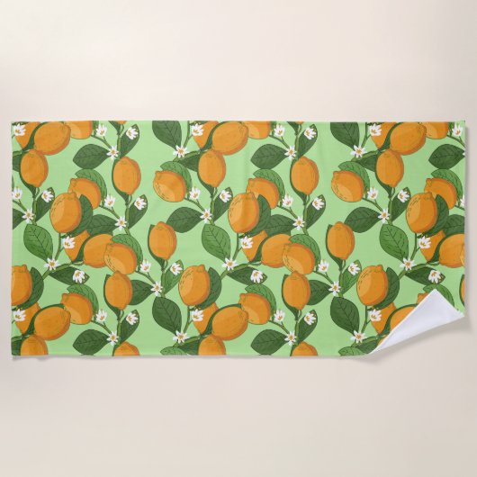 Lemon Tree Blooming Pattern Strandtuch (Vorderseite)