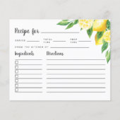 Lemon Tree Brautparty Rezept Karte (Vorderseite)