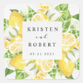 Lemon Tree Garden Floral Wedding Square Sticker (Vorderseite)