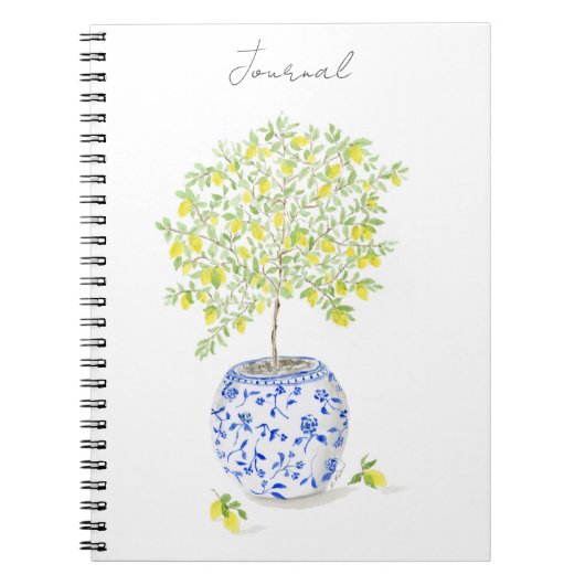 Lemon Tree in Chinoiserie Vase Watercolor Notizblock (Vorderseite)
