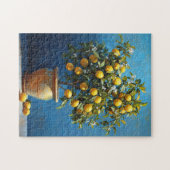 Lemon Tree in Clay Pot mit Blüten Puzzle (Horizontal)