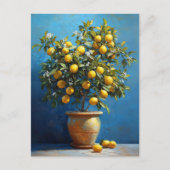 Lemon Tree in Clay Pot with Blossoms Postkarte (Vorderseite)