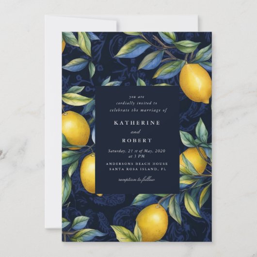 Lemon Tree Italien Inspiriert Hochzeit in Urlaubso Einladung (Vorderseite)