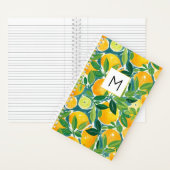 Lemon Tree Monogram INITIAL Frische Farben Spaß Notizblock (Innen)