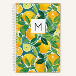 Lemon Tree Monogram INITIAL Frische Farben Spaß Notizblock