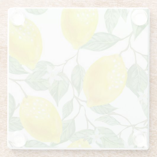 Lemon Tree Muster Gelbe grüne Untersetzer (Rückseite)