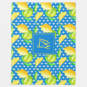 Lemon Tree Ocean Blue MONOGRAM Hochzeitsgeschenk Fleecedecke (Vorderseite)