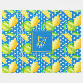 Lemon Tree Ocean Blue MONOGRAM Hochzeitsgeschenk Fleecedecke (Vorderseite (Horizontal))