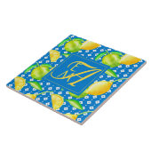 Lemon Tree Ocean Blue MONOGRAM Newlyweds Wedding Fliese (Seite)