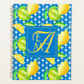 Lemon Tree Ocean Blue MONOGRAM Newlyweds Wedding Planer (Vorderseite)
