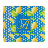 Lemon Tree Ocean Blue MONOGRAM Newlyweds Wedding Schneidebrett (Vorderseite)