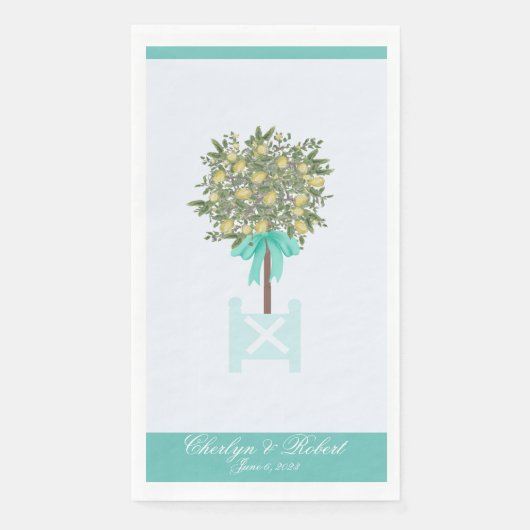 Lemon Tree Topiary Robin's Egg Blue Serviette (Vorderseite)