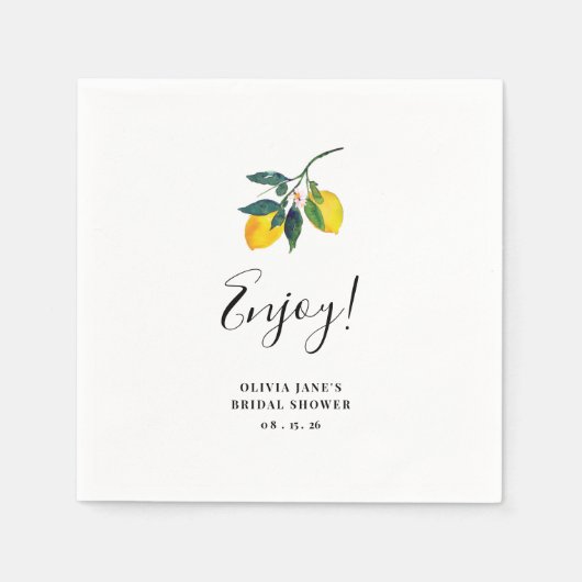 Lemon Tropical Brautparty Serviette (Vorderseite)