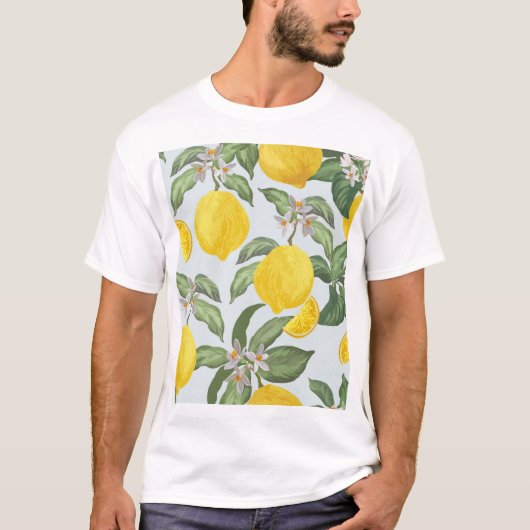Lemon Tropical Frucht Vintages Muster T-Shirt (Vorderseite)