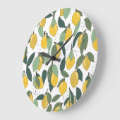 Lemon Tropical: Hell Vintag, nahtlos Große Wanduhr (Winkel)