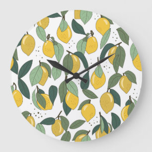 Lemon Tropical: Hell Vintag, nahtlos Große Wanduhr