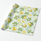 Lemon Tropical Summer Frucht Muster auf Minze Geschenkpapier (Ungerollt)