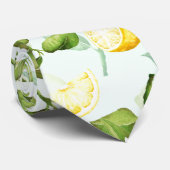 Lemon Tropical Summer Frucht Muster auf Minze Krawatte (Gerollt)