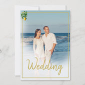 Lemon Tuscan Tile Blue White Foto Wedding Einladung (Vorderseite)