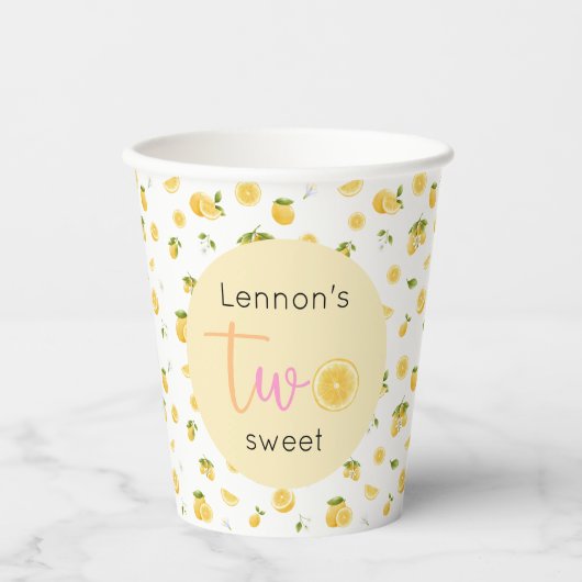 Lemon Two Sweet Birthday Pappbecher (Vorderseite)