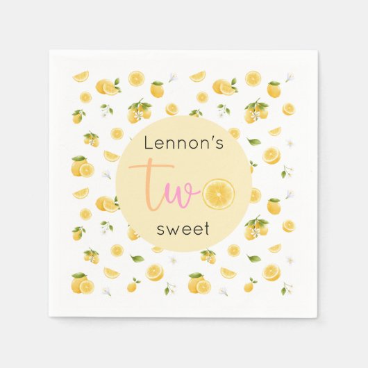 Lemon Two Sweet Birthday Party Serviette (Vorderseite)