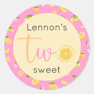 Lemon Two Sweet Birthday Runder Aufkleber