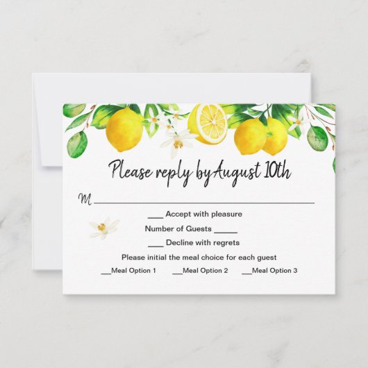 Lemon UAWG with Meal Options Card Einladung (Vorderseite)