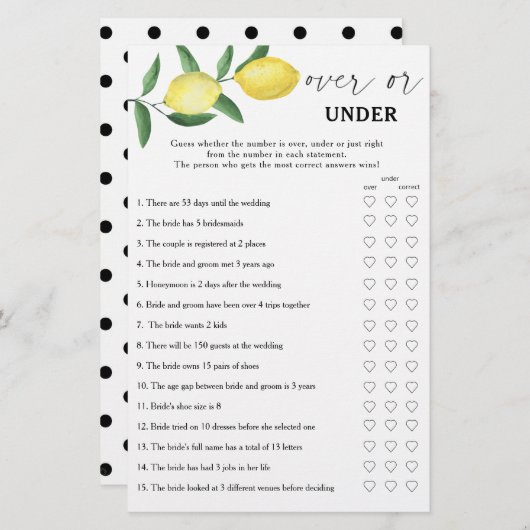 Lemon - Über oder unter Brautparty (Vorne/Hinten)