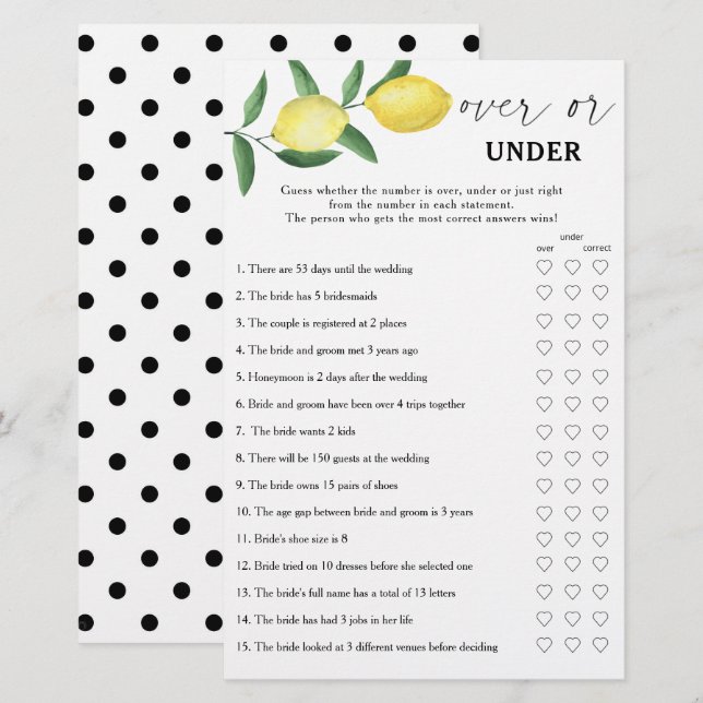 Lemon - Über oder unter Brautparty (Vorne/Hinten)