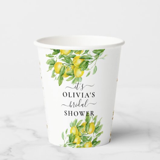 Lemon und Blätter Brautparty Paper Cups Pappbecher (Vorderseite)