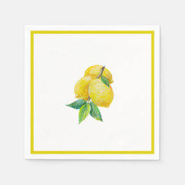 Lemon und Blätter Cocktail Serviette