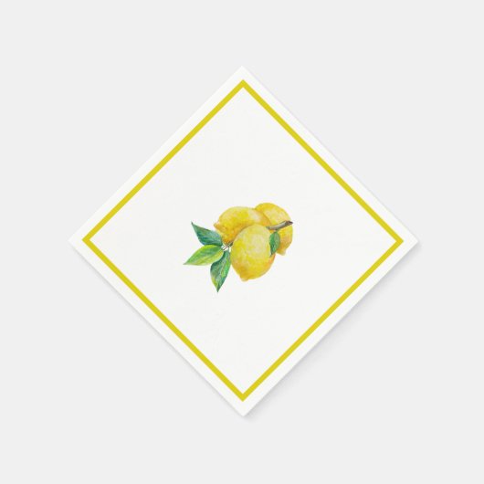 Lemon und Blätter Cocktail Serviette (Ecke)