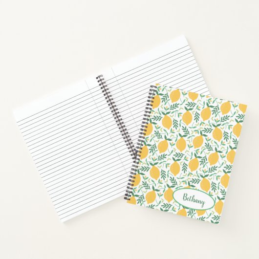 Lemon und Blätter Niedlich Fruit Journal Notebook Notizblock (Innenseite)