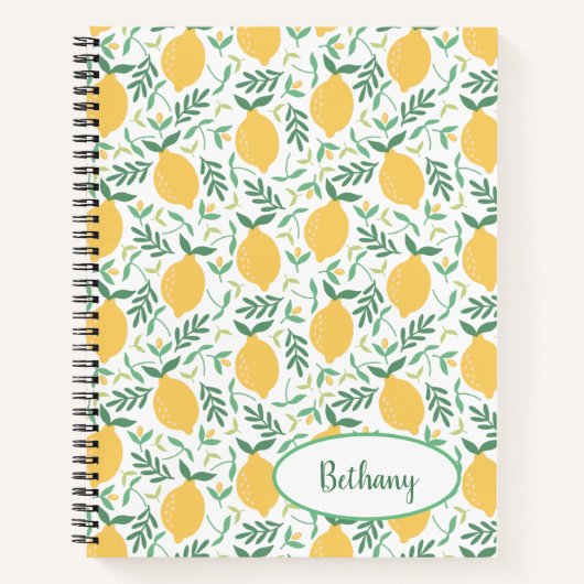 Lemon und Blätter Niedlich Fruit Journal Notebook Notizblock (Vorderseite)
