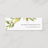 Lemon und Blätter Pattern Wedding Website Mini Visitenkarte (Vorderseite)