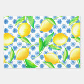 Lemon und Blauer Azulejos Muster Geschenkpapier Set (Vorderseite)