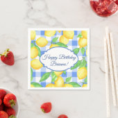 Lemon und Blue Gingham Birthday Serviette (Beispiel)