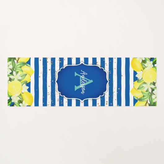 Lemon und Blue Monogram Übungsmatte Yogamatte (Rückseite (Horizontal))