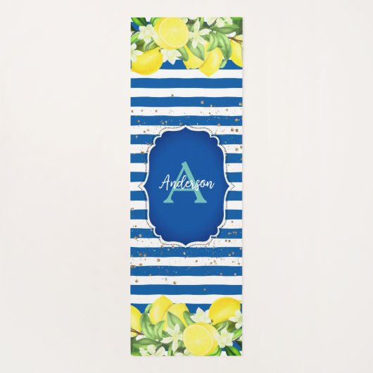Lemon und Blue Monogram Übungsmatte Yogamatte (Rückseite)