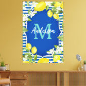 Lemon und Blue Spring Monogram Leinwanddruck (Insitu (Wohnzimmer))