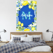 Lemon und Blue Spring Monogram Leinwanddruck (Insitu (Schlafzimmer))