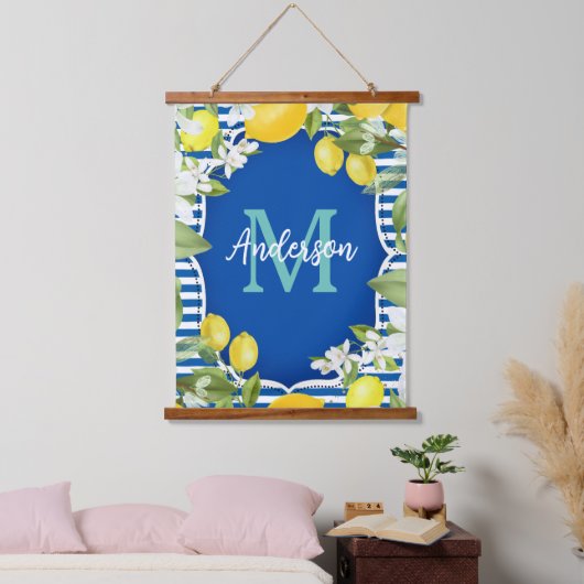 Lemon und Blue Spring Wandteppich Mit Holzrahmen (Schlafzimmer)