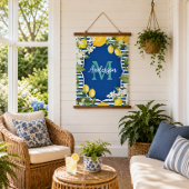Lemon und Blue Spring Wandteppich Mit Holzrahmen